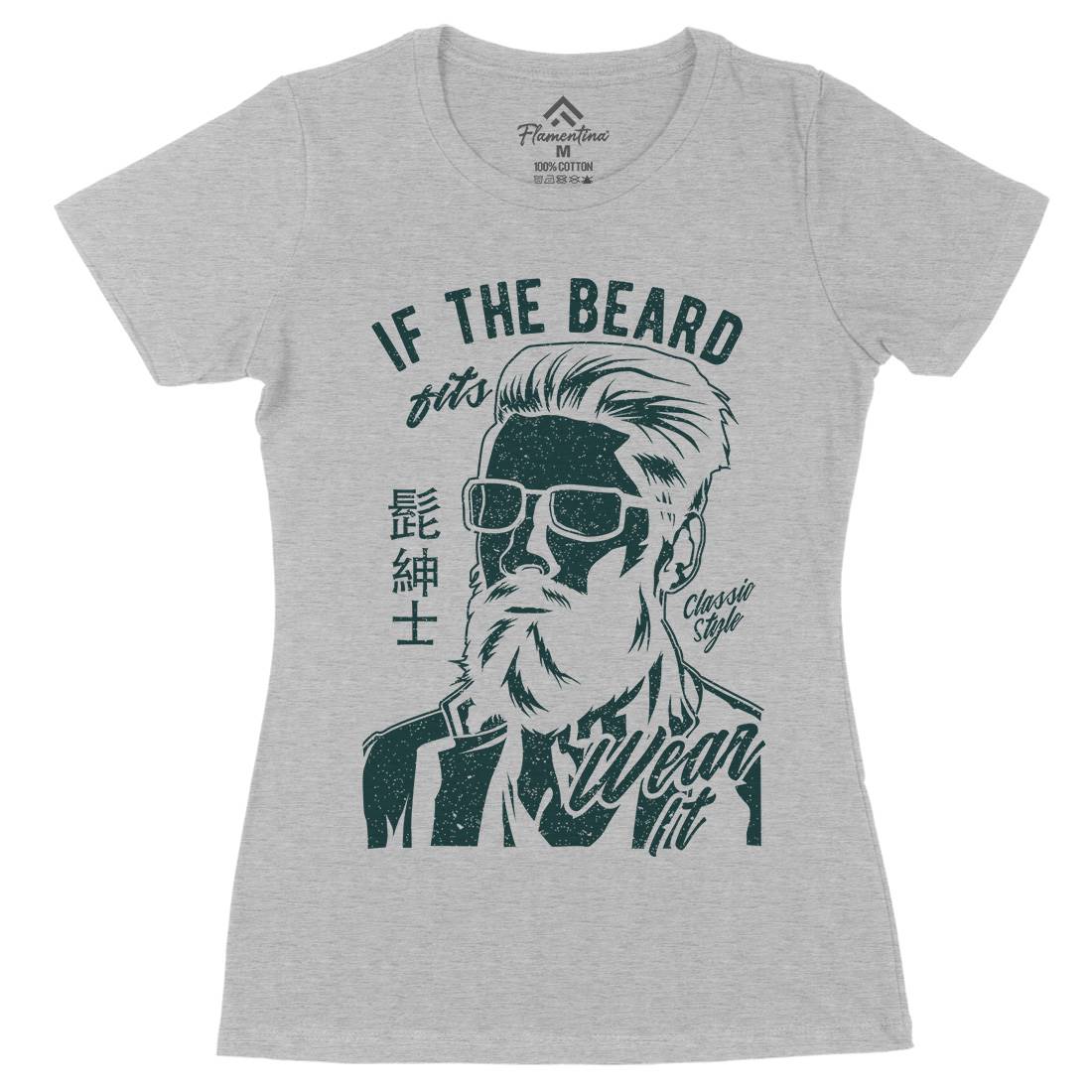 If The Beard Fits Womens Organic Crew Neck T-Shirt Barber A692