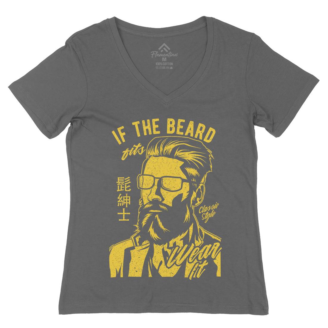 If The Beard Fits Womens Organic V-Neck T-Shirt Barber A692