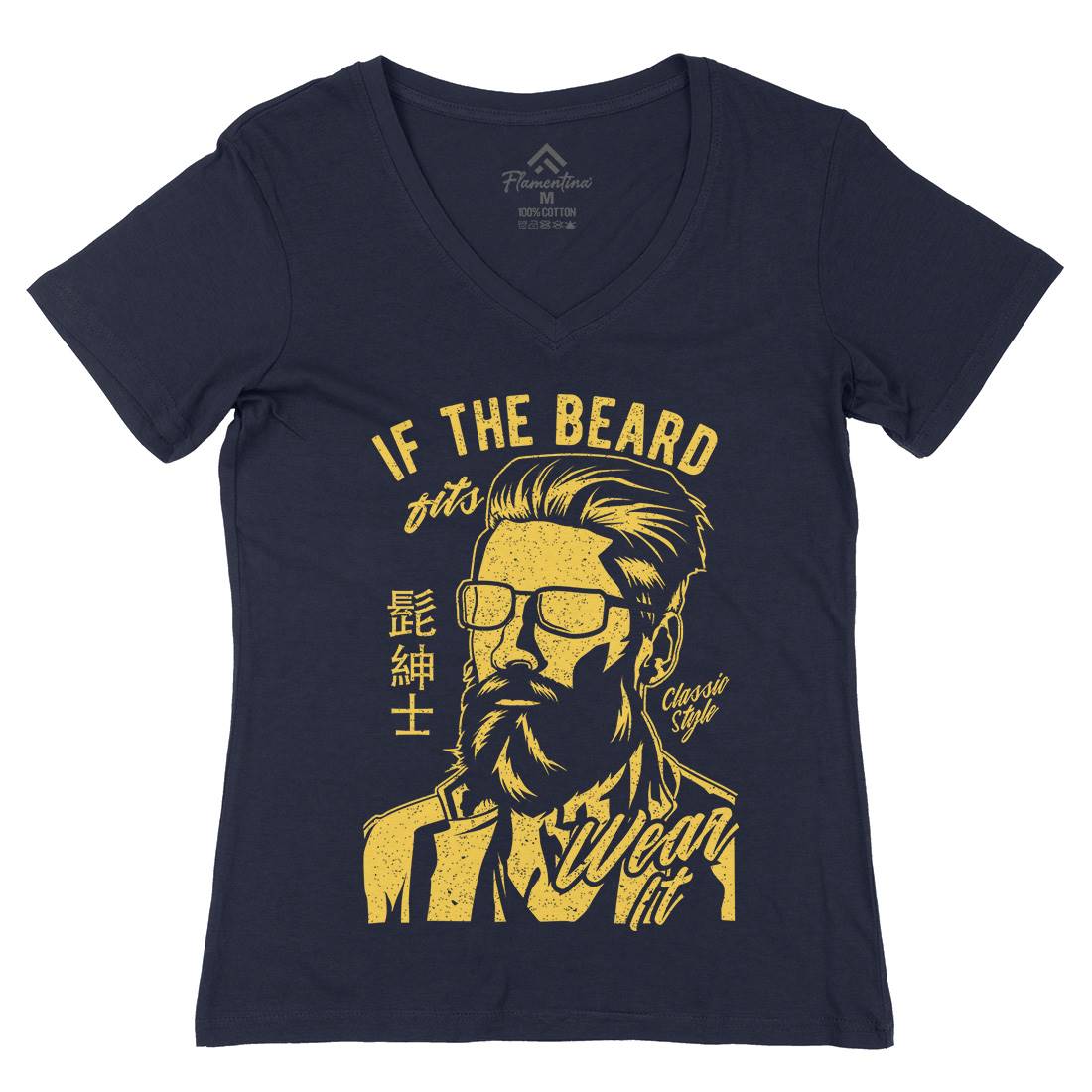 If The Beard Fits Womens Organic V-Neck T-Shirt Barber A692