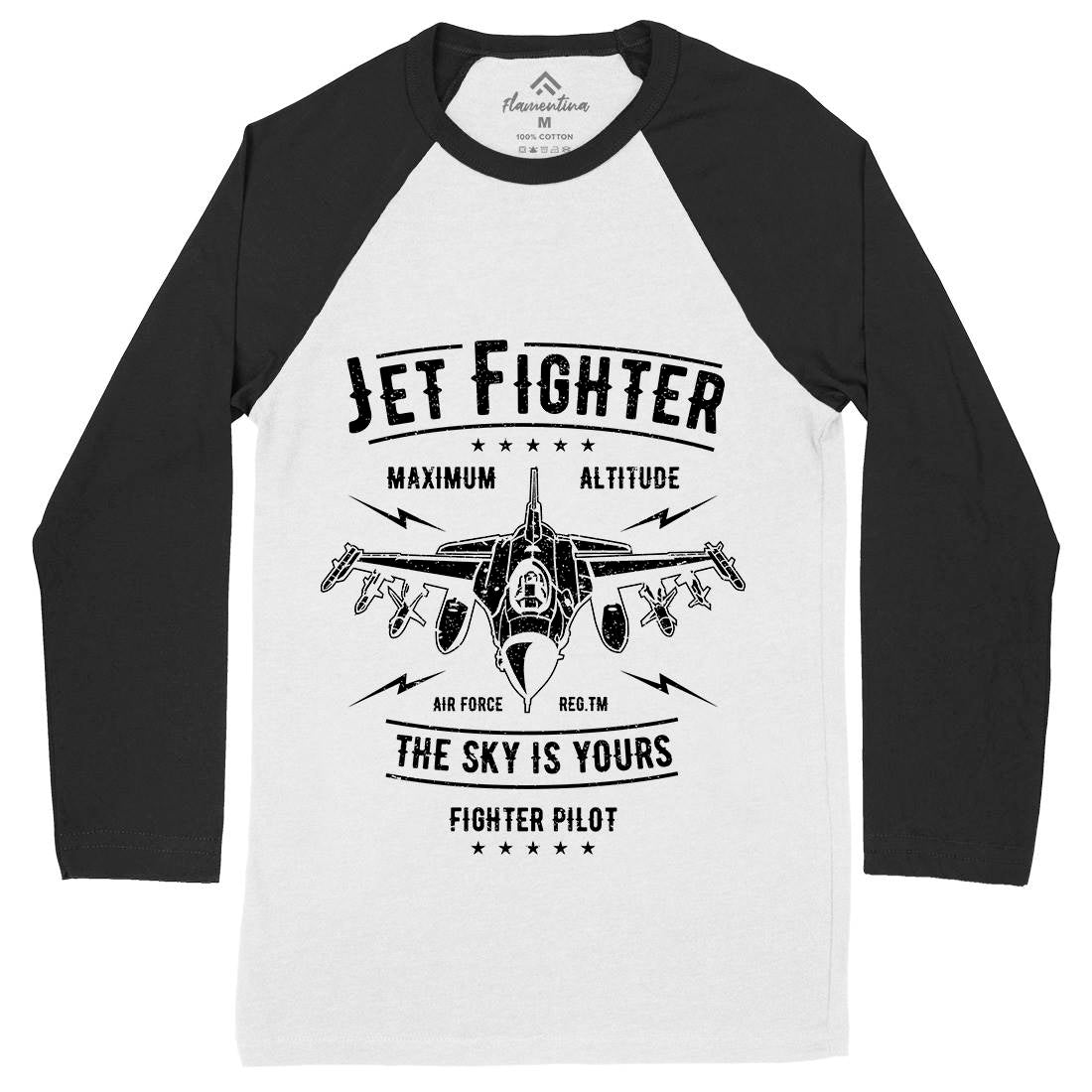 Jet Fighter Mens Long Sleeve Baseball T-Shirt Vehicles A694