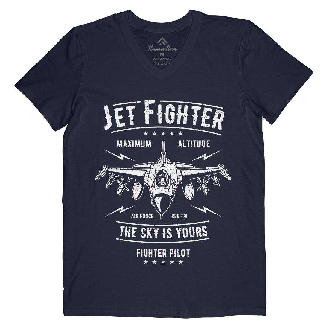 Jet Fighter Mens Organic V-Neck T-Shirt Vehicles A694