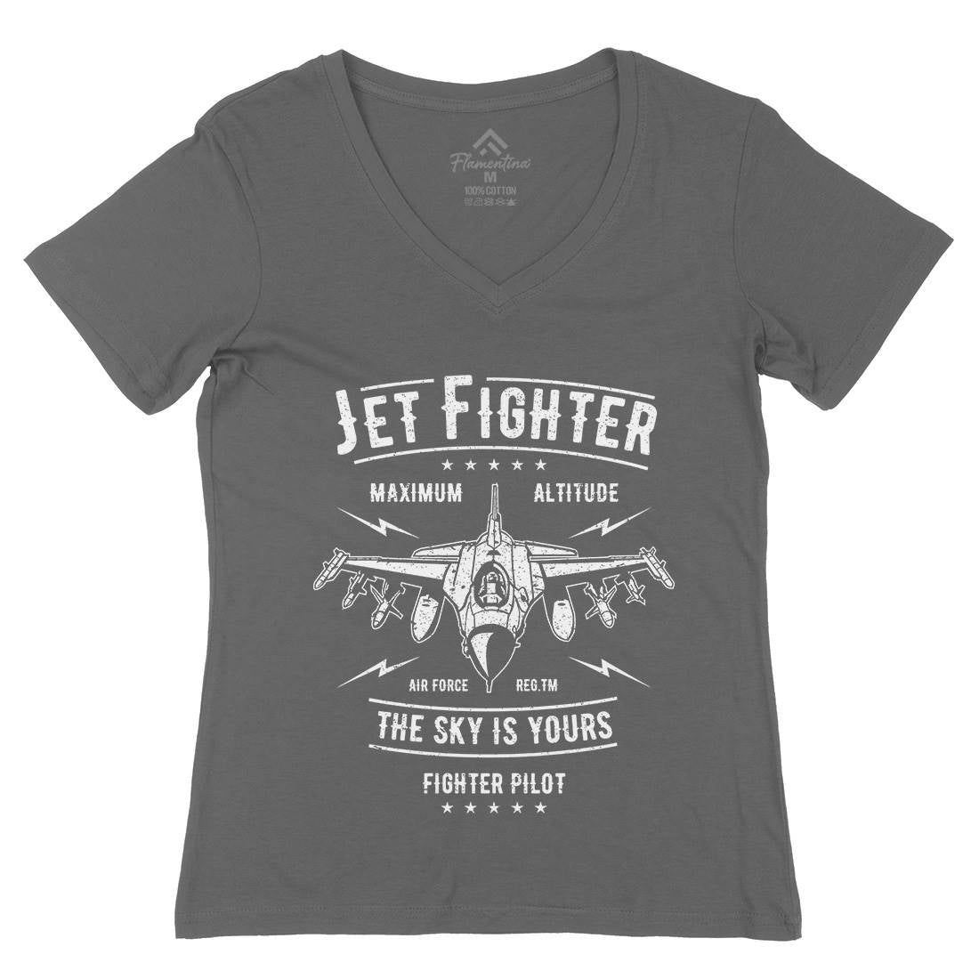 Jet Fighter Womens Organic V-Neck T-Shirt Vehicles A694