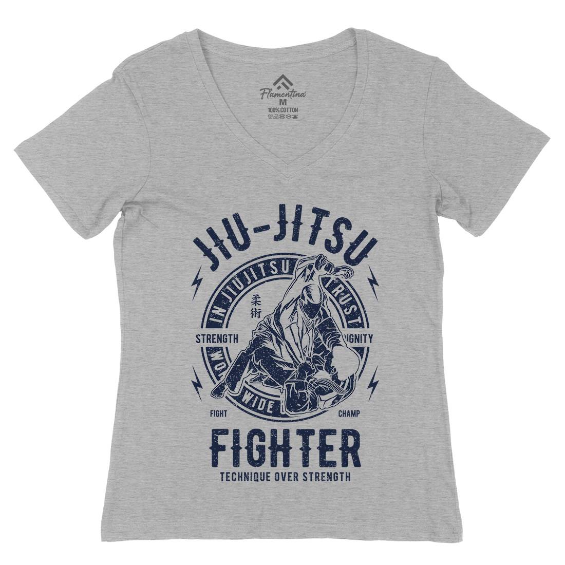 Jiu Jitsu Womens Organic V-Neck T-Shirt Sport A695