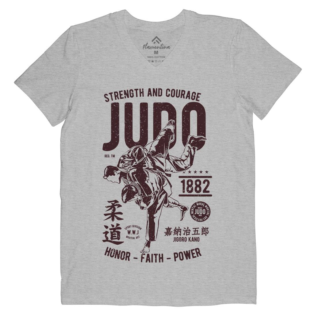 Judo Mens Organic V-Neck T-Shirt Sport A696