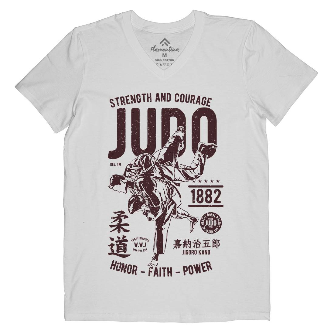 Judo Mens Organic V-Neck T-Shirt Sport A696