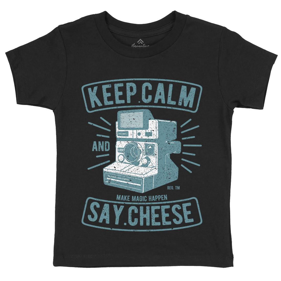 Keep Calm And Say Cheese Kids Organic Crew Neck T-Shirt Media A699