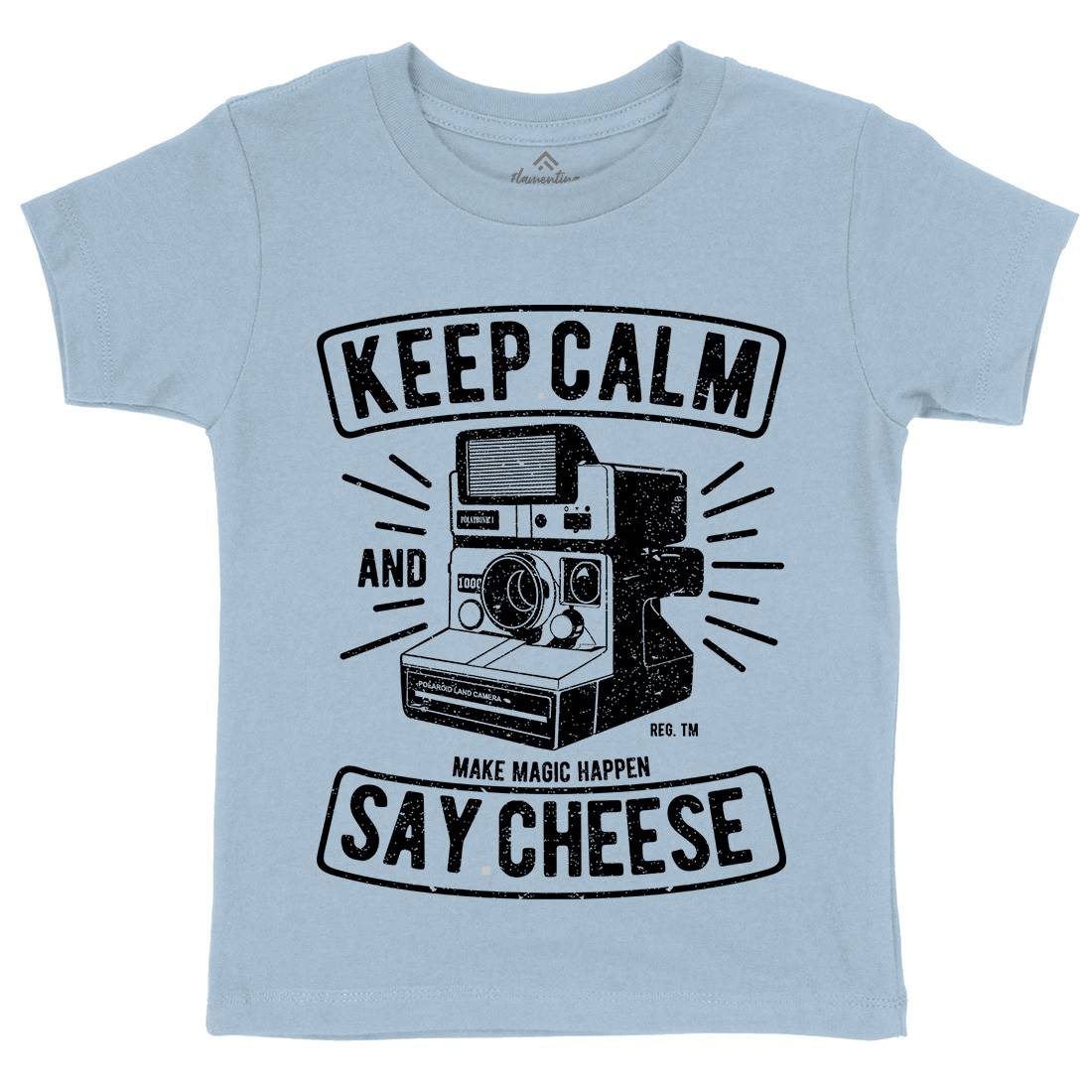 Keep Calm And Say Cheese Kids Crew Neck T-Shirt Media A699