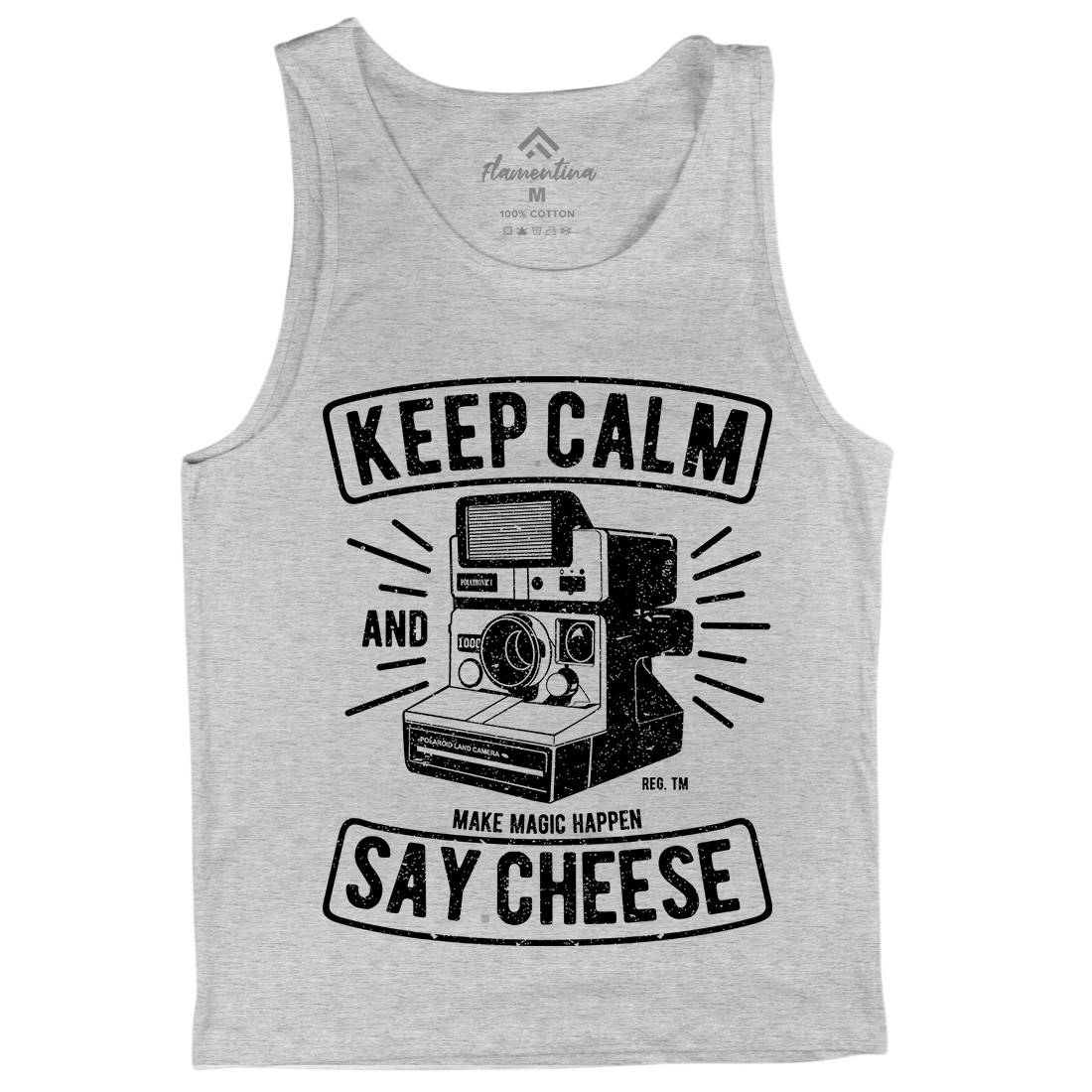 Keep Calm And Say Cheese Mens Tank Top Vest Media A699