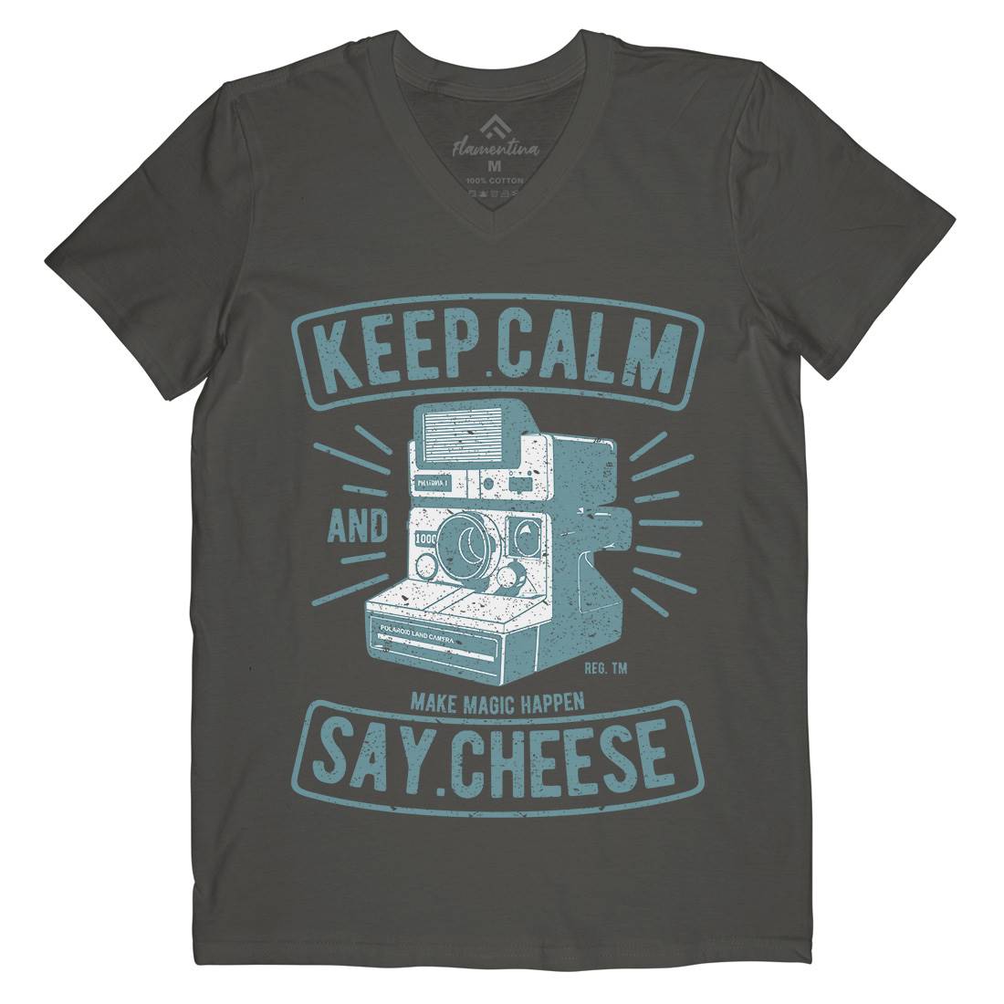 Keep Calm And Say Cheese Mens V-Neck T-Shirt Media A699