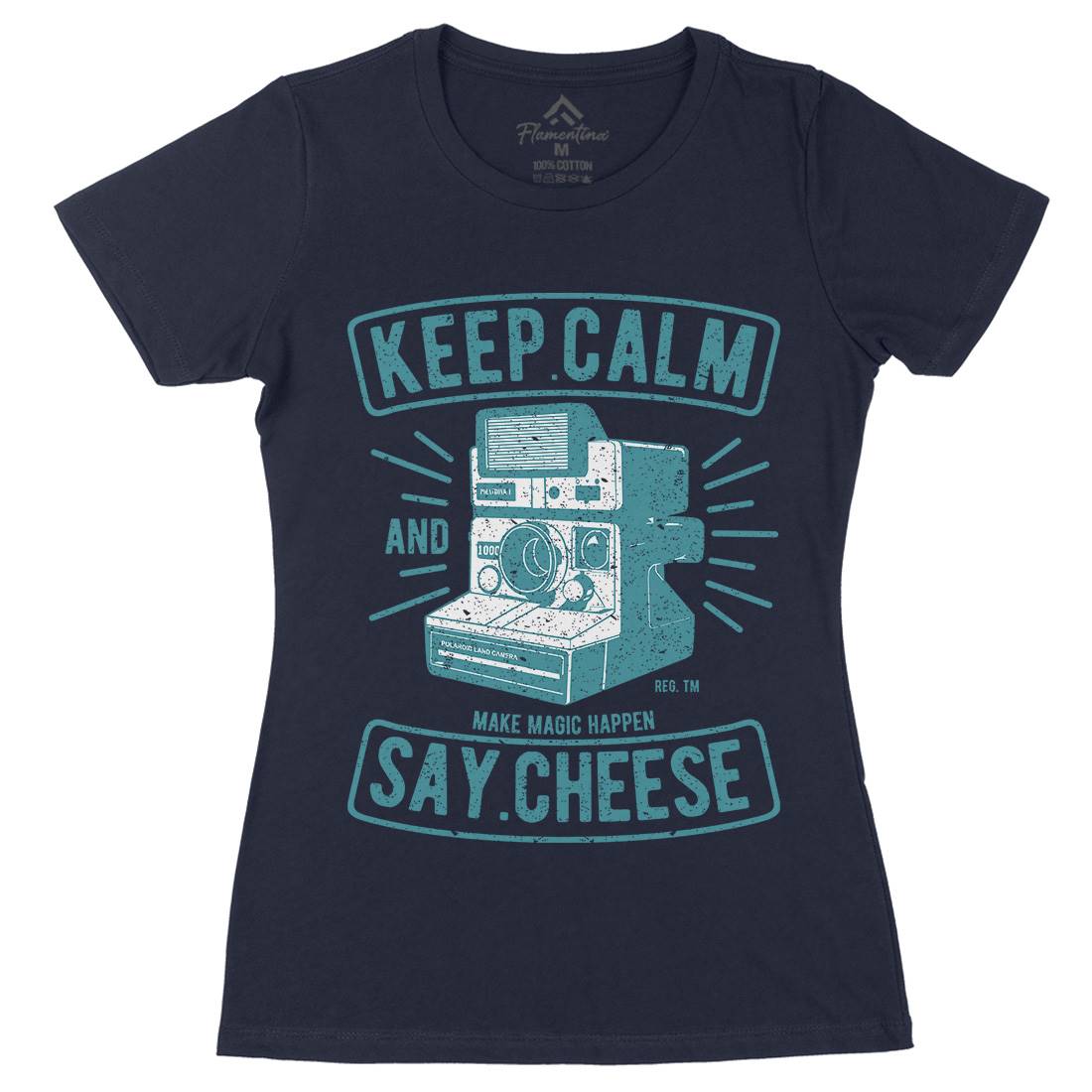 Keep Calm And Say Cheese Womens Organic Crew Neck T-Shirt Media A699