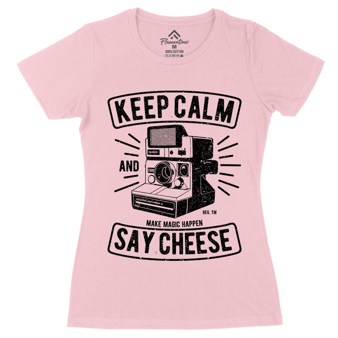 Keep Calm And Say Cheese Womens Organic Crew Neck T-Shirt Media A699