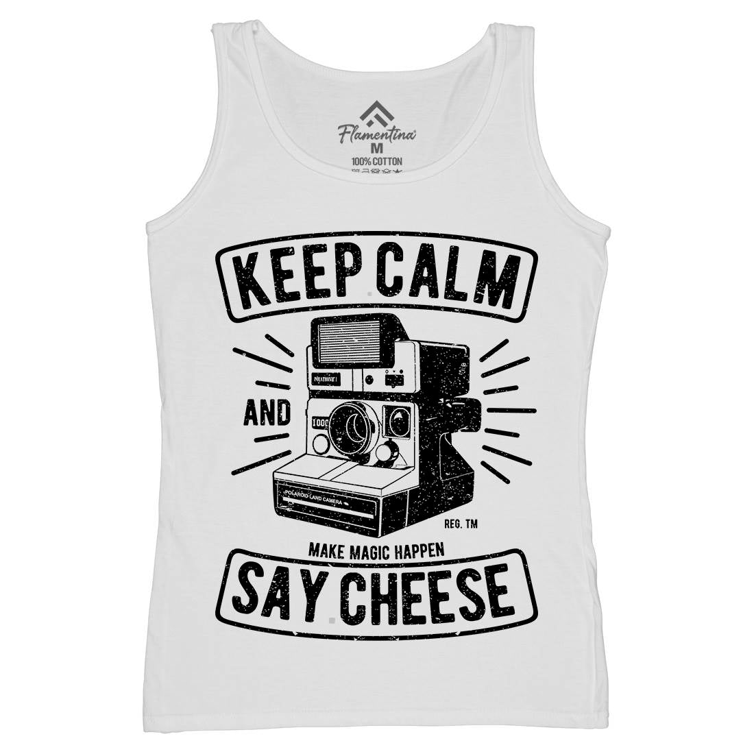 Keep Calm And Say Cheese Womens Organic Tank Top Vest Media A699