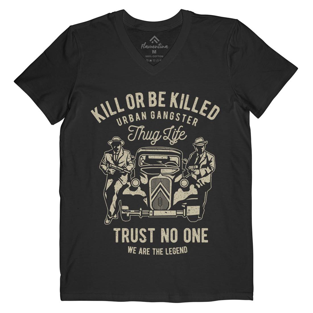 Kill Or Be Killed Mens Organic V-Neck T-Shirt Retro A700