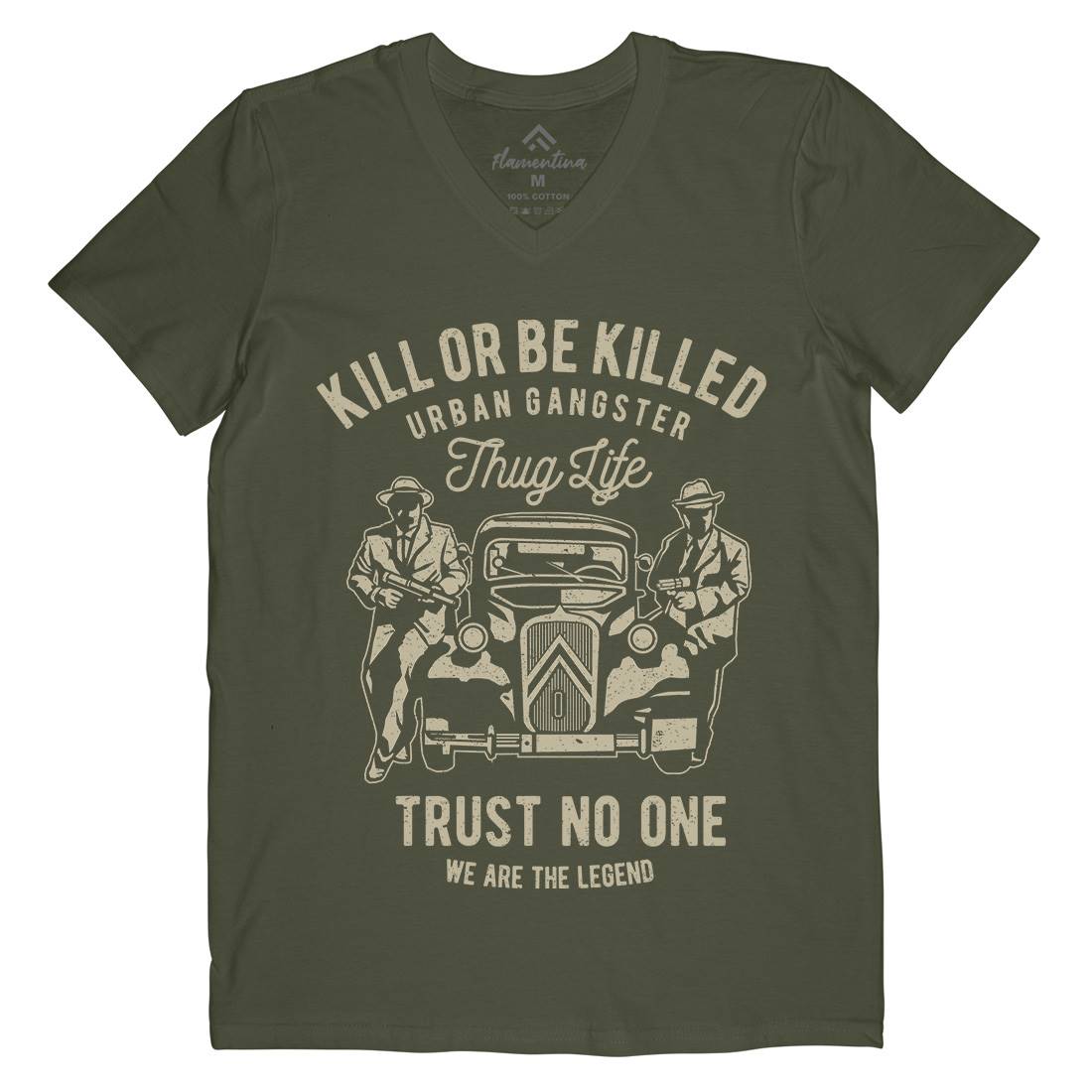 Kill Or Be Killed Mens Organic V-Neck T-Shirt Retro A700