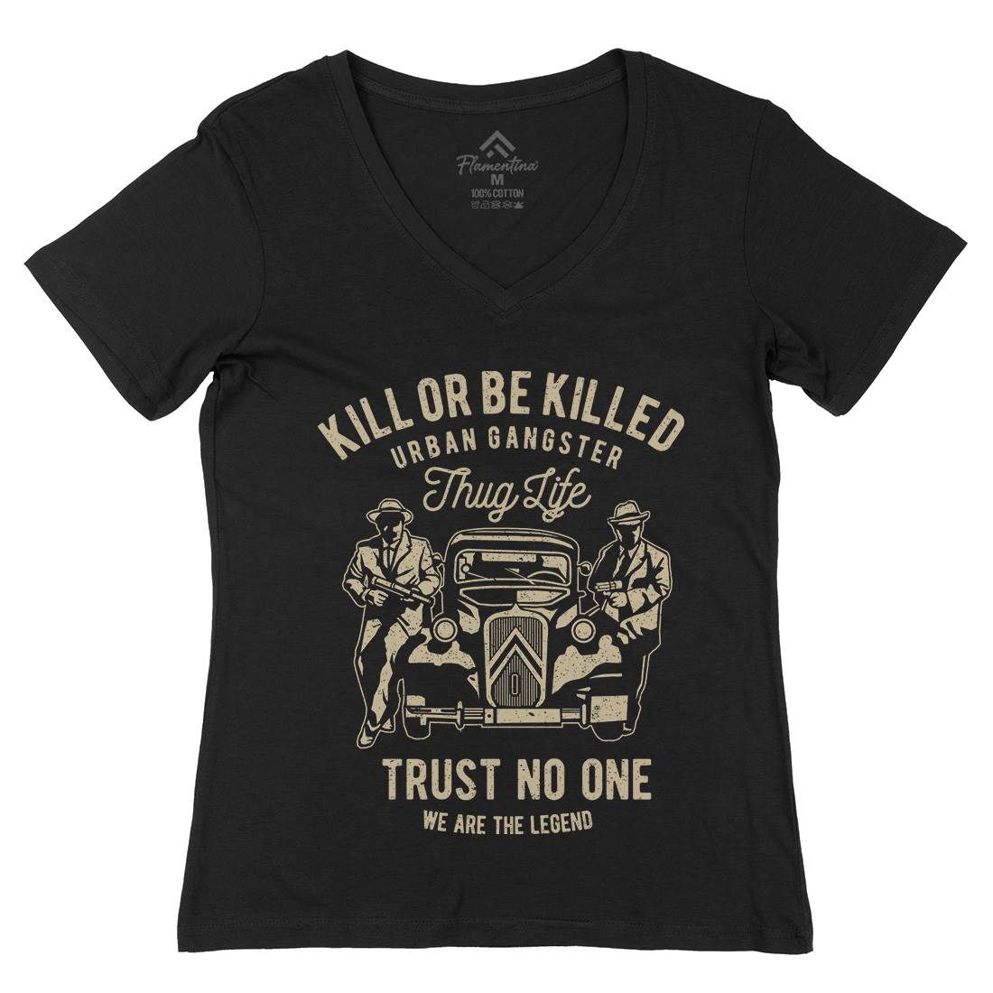 Kill Or Be Killed Womens Organic V-Neck T-Shirt Retro A700