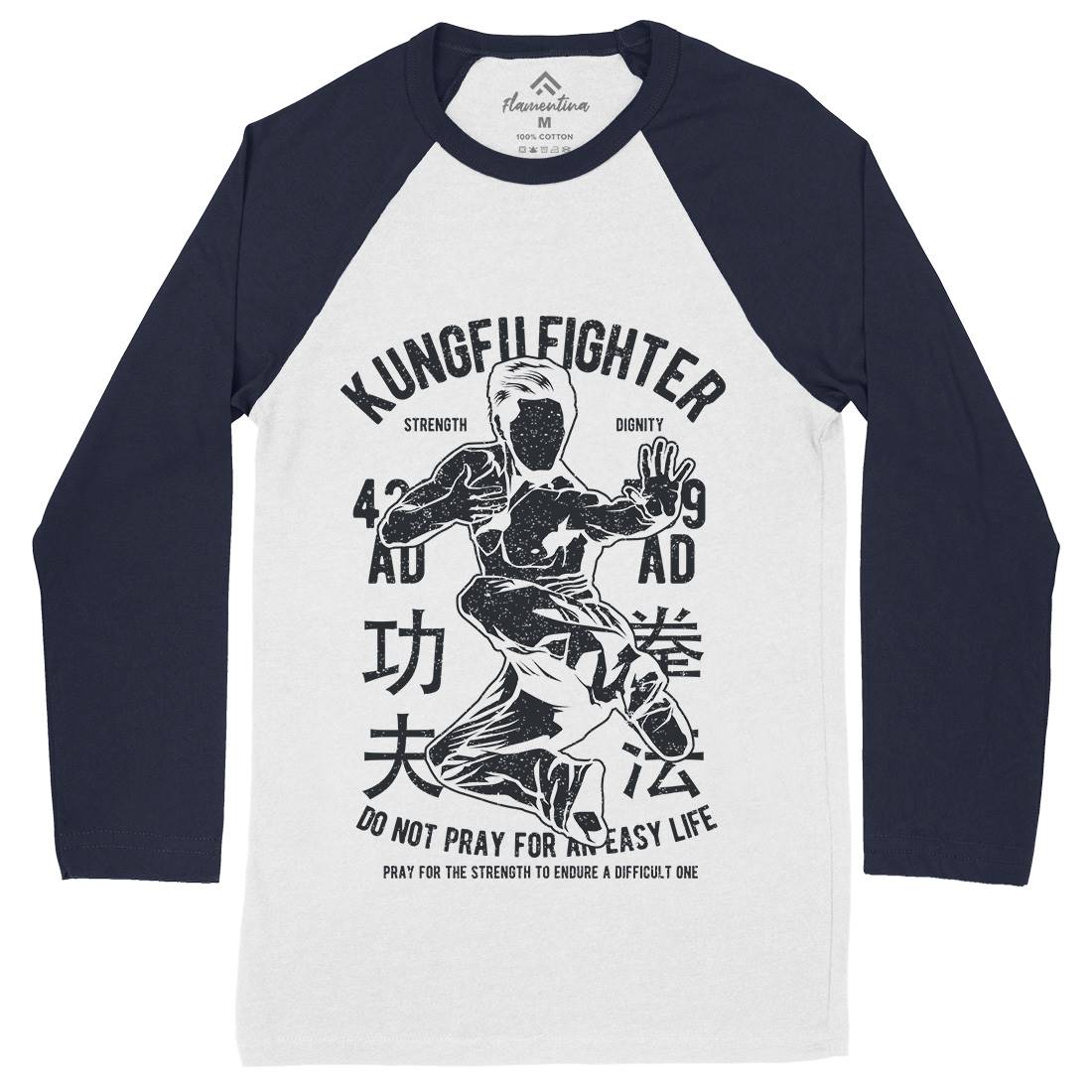 Kung Fu Mens Long Sleeve Baseball T-Shirt Sport A701