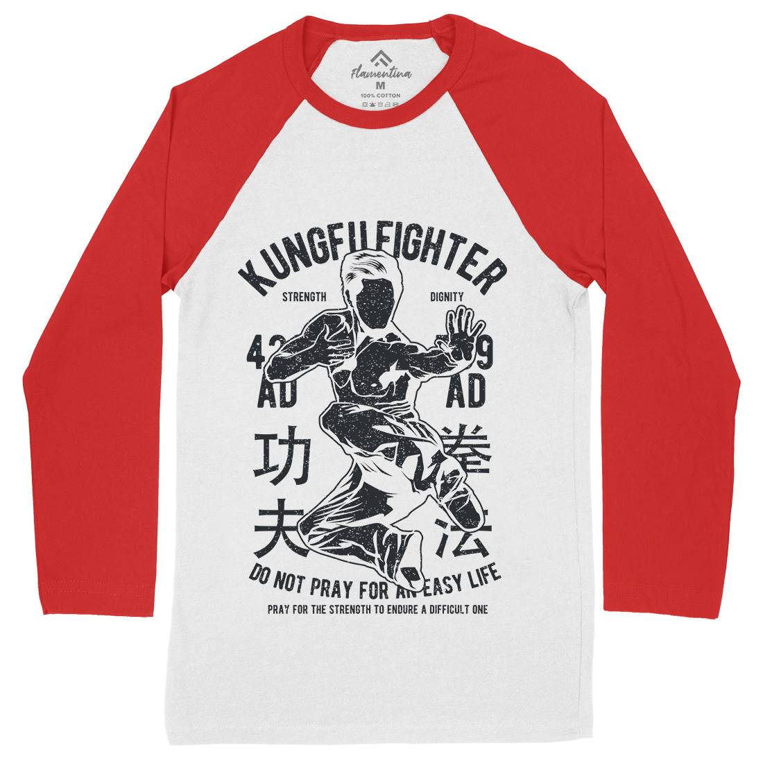 Kung Fu Mens Long Sleeve Baseball T-Shirt Sport A701