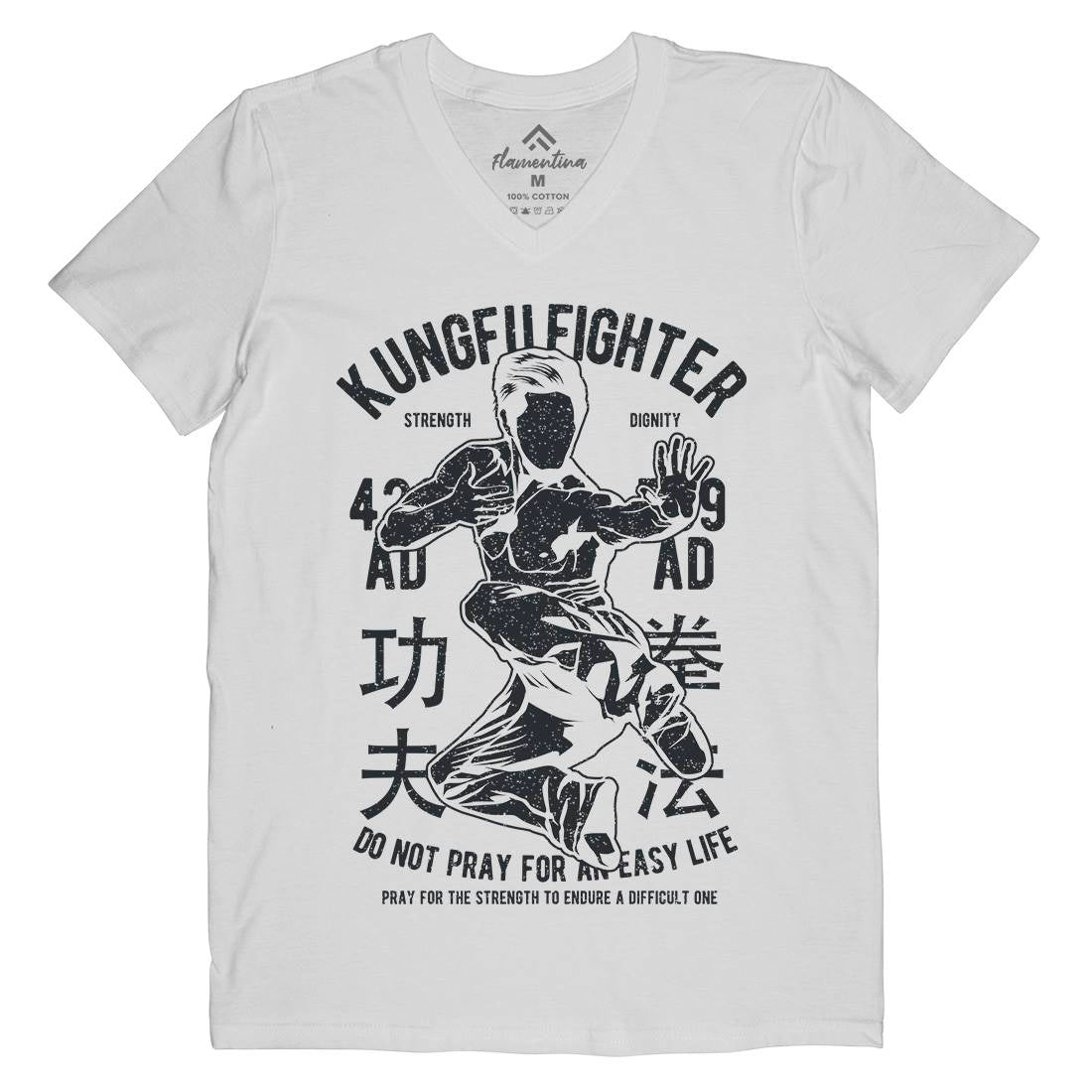 Kung Fu Mens Organic V-Neck T-Shirt Sport A701