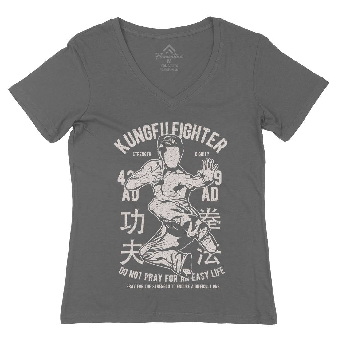 Kung Fu Womens Organic V-Neck T-Shirt Sport A701