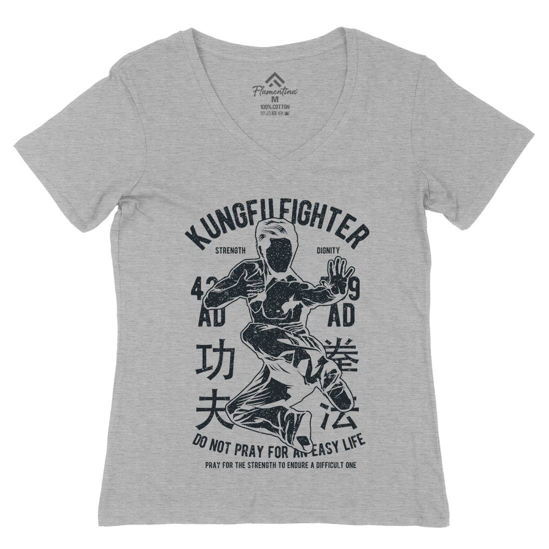 Kung Fu Womens Organic V-Neck T-Shirt Sport A701