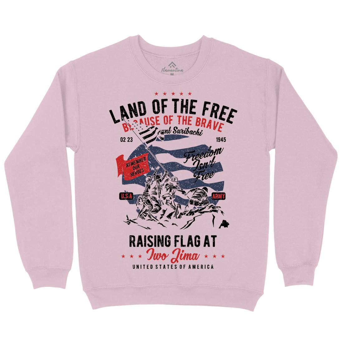 Land Of The Free Kids Crew Neck Sweatshirt Army A702