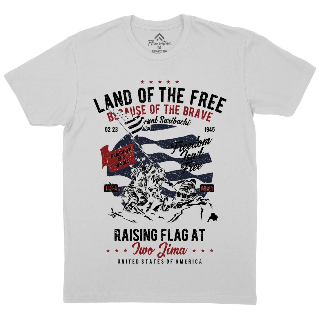 Land Of The Free Mens Crew Neck T-Shirt Army A702