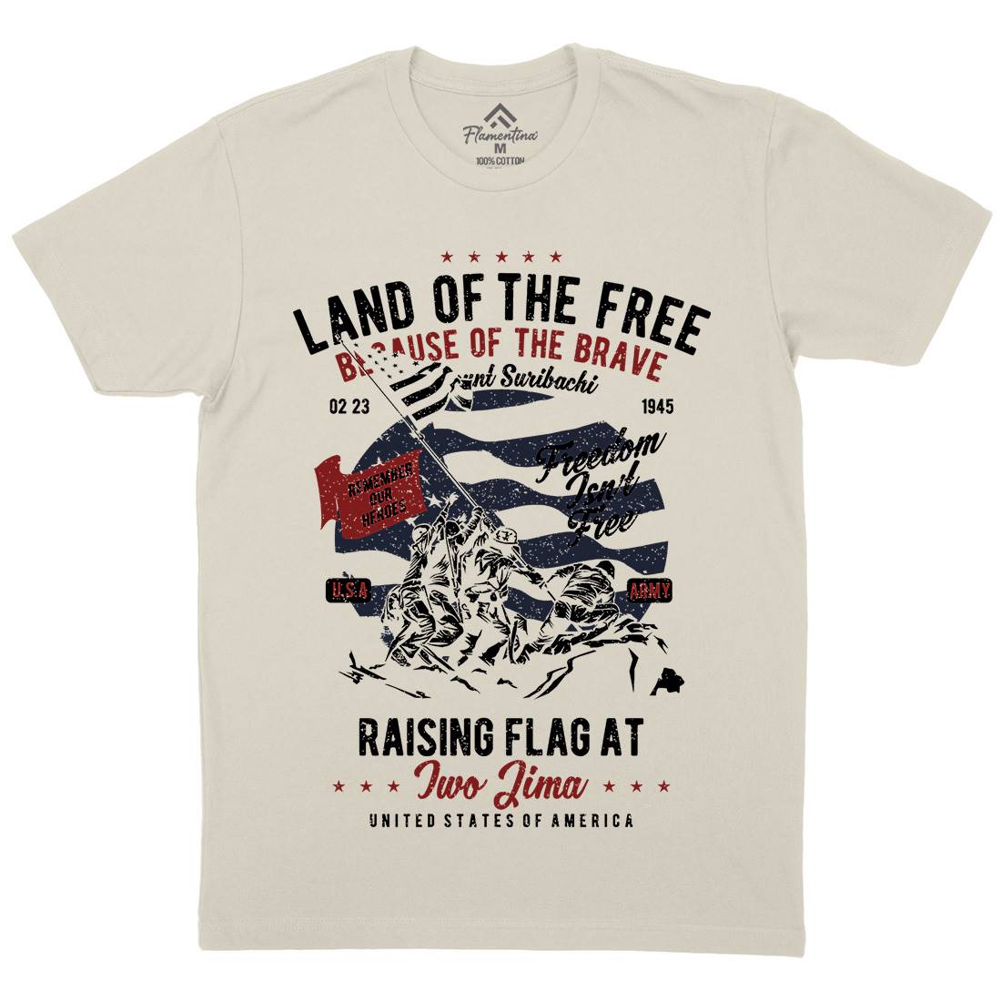 Land Of The Free Mens Organic Crew Neck T-Shirt Army A702