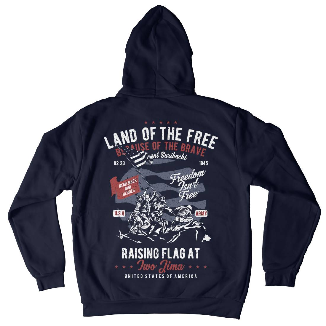 Land Of The Free Mens Hoodie With Pocket Army A702