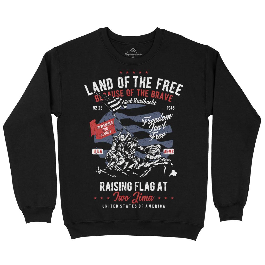 Land Of The Free Kids Crew Neck Sweatshirt Army A702