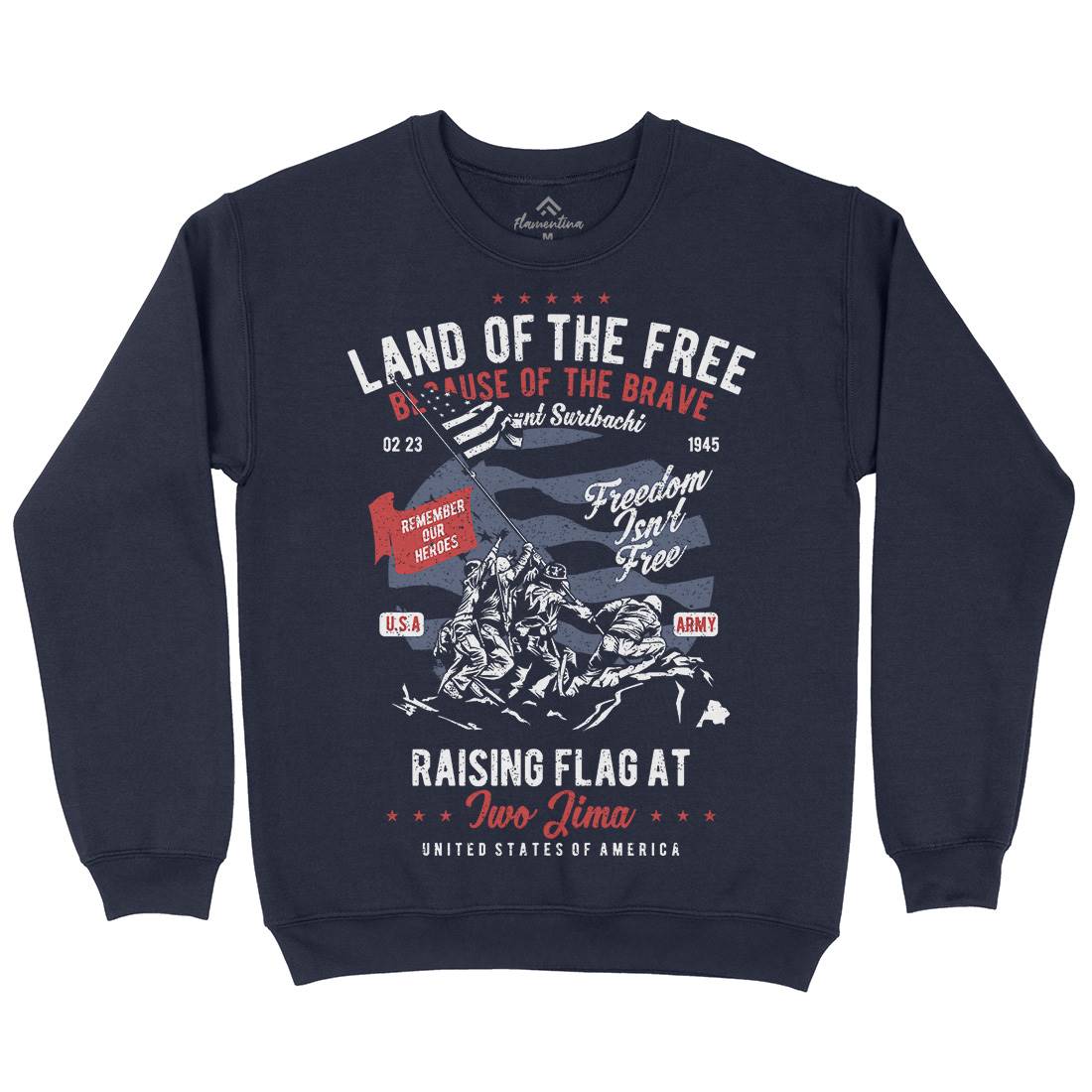 Land Of The Free Mens Crew Neck Sweatshirt Army A702