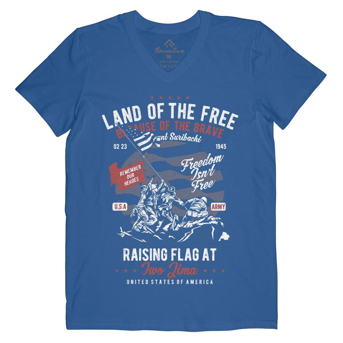 Land Of The Free Mens V-Neck T-Shirt Army A702