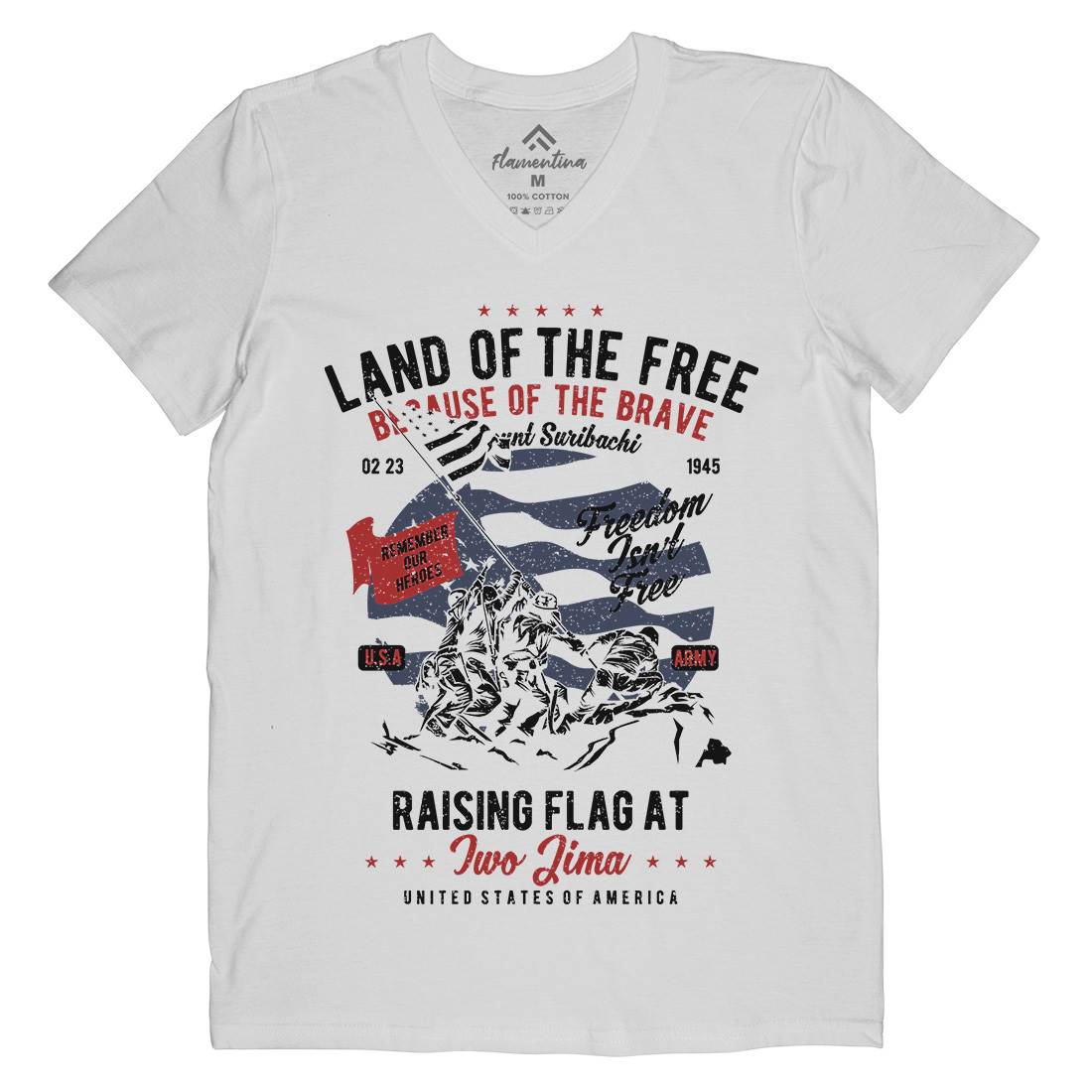 Land Of The Free Mens V-Neck T-Shirt Army A702
