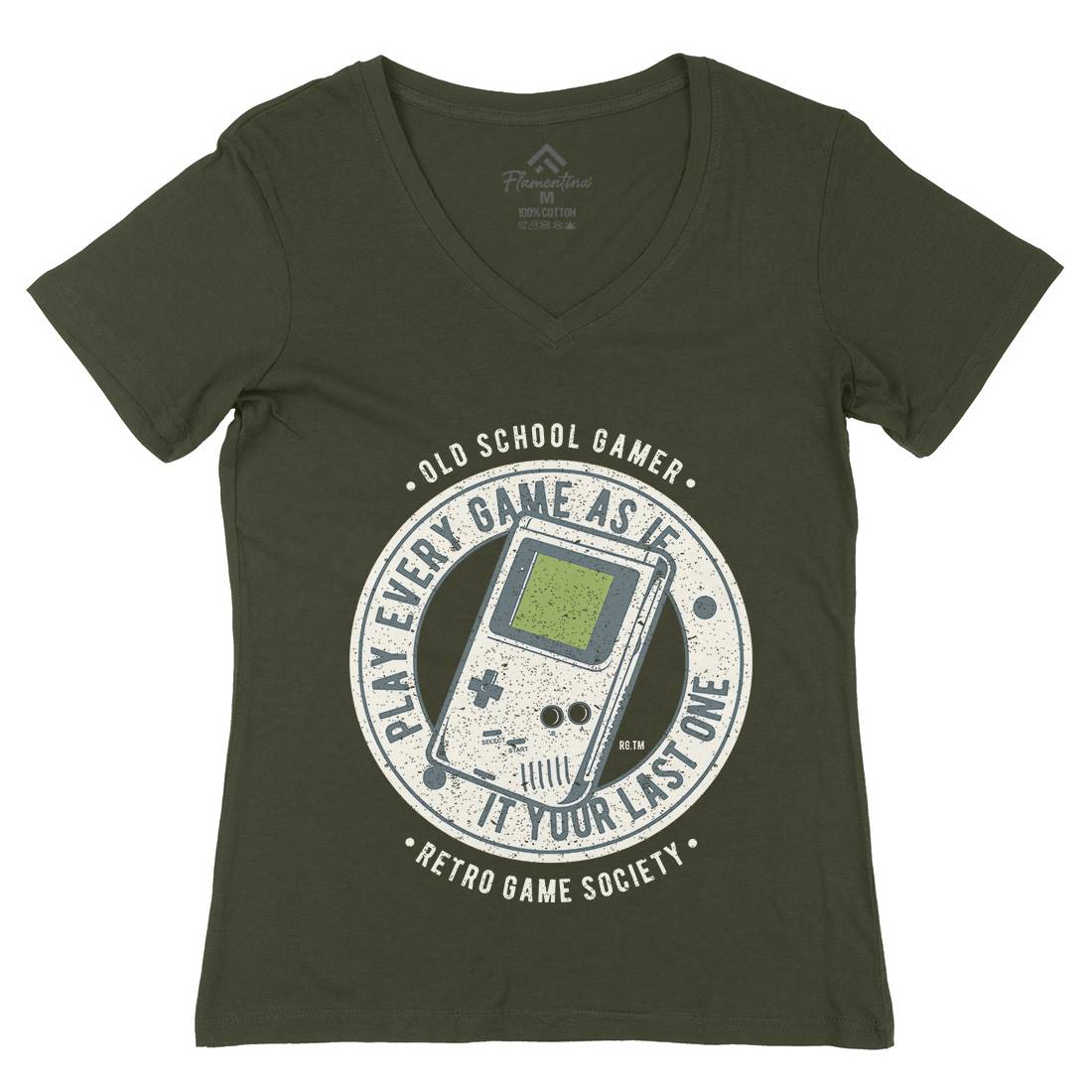 Last Game Womens Organic V-Neck T-Shirt Geek A703