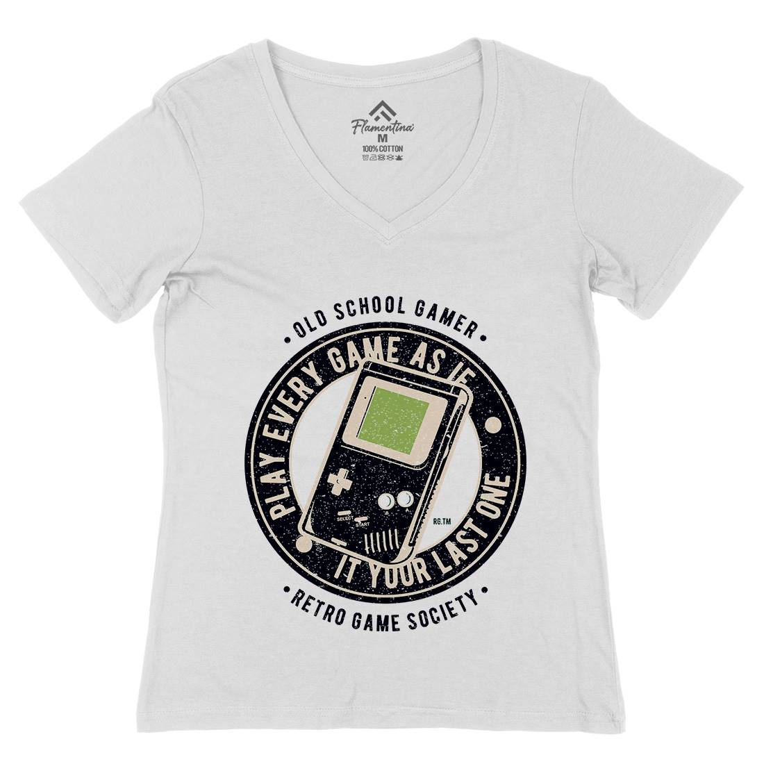 Last Game Womens Organic V-Neck T-Shirt Geek A703