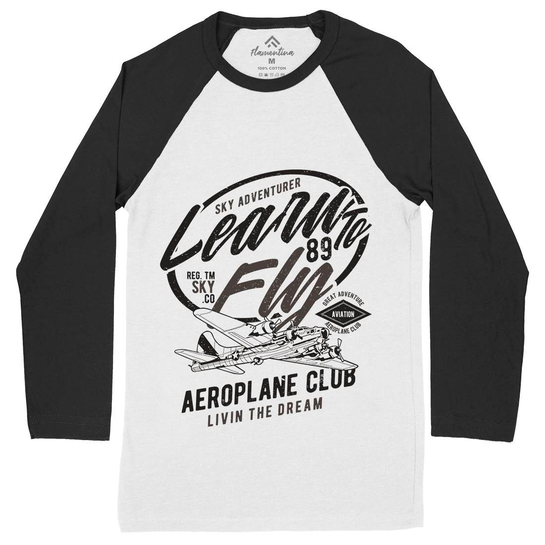 Learn To Fly Mens Long Sleeve Baseball T-Shirt Vehicles A704