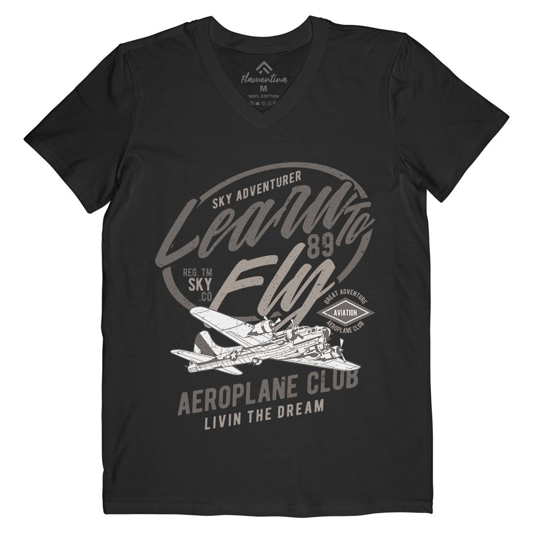Learn To Fly Mens Organic V-Neck T-Shirt Vehicles A704