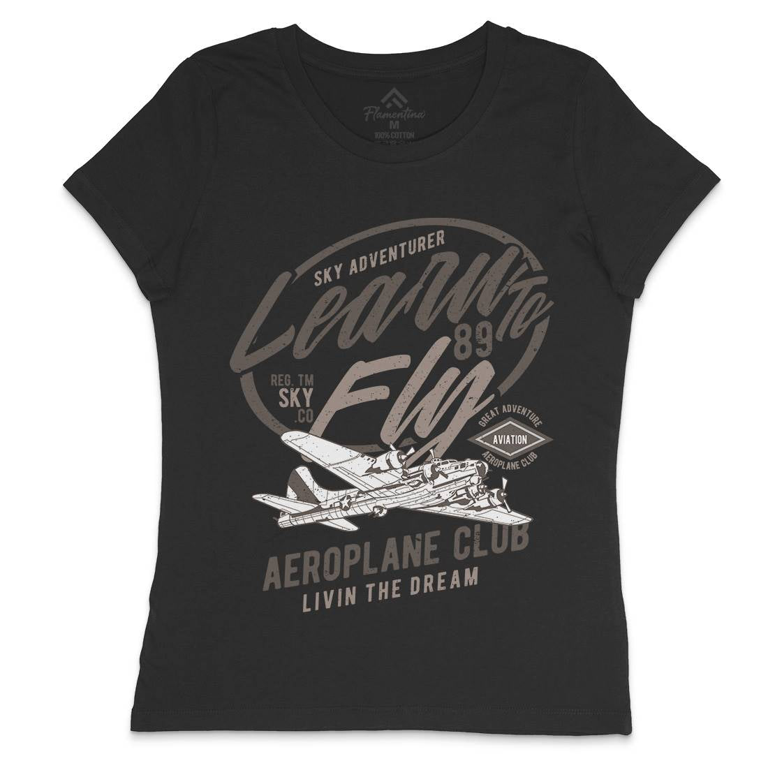 Learn To Fly Womens Crew Neck T-Shirt Vehicles A704