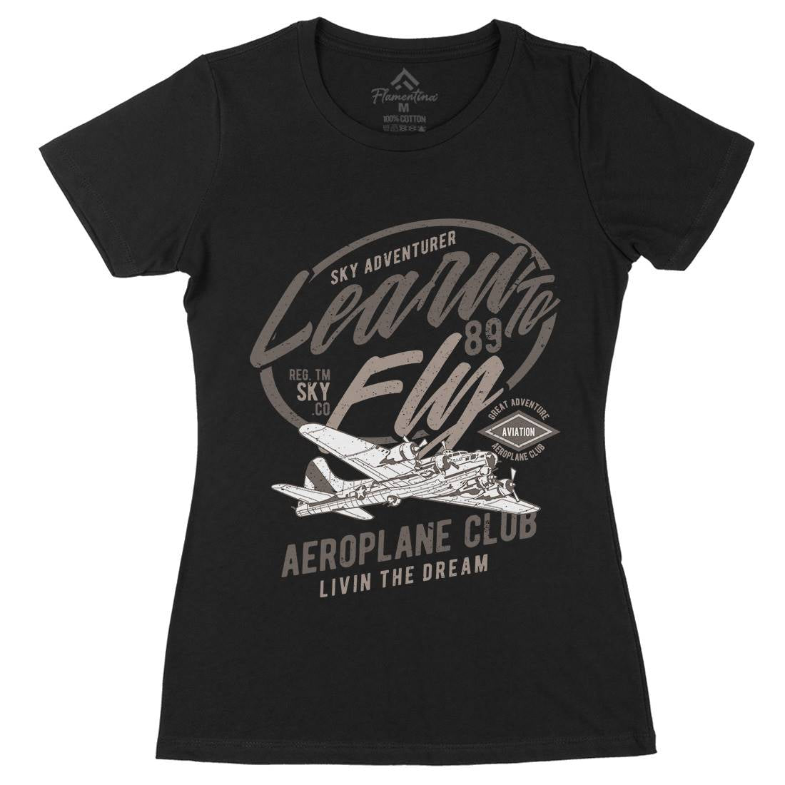 Learn To Fly Womens Organic Crew Neck T-Shirt Vehicles A704