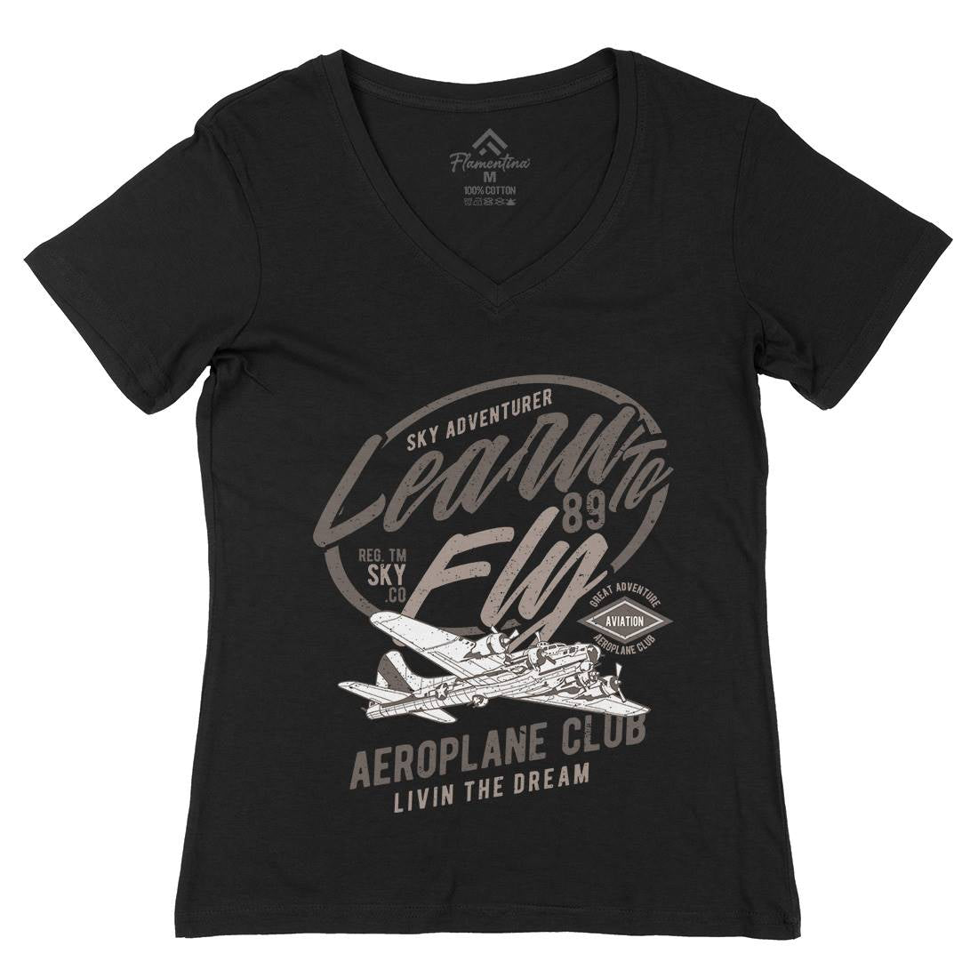 Learn To Fly Womens Organic V-Neck T-Shirt Vehicles A704
