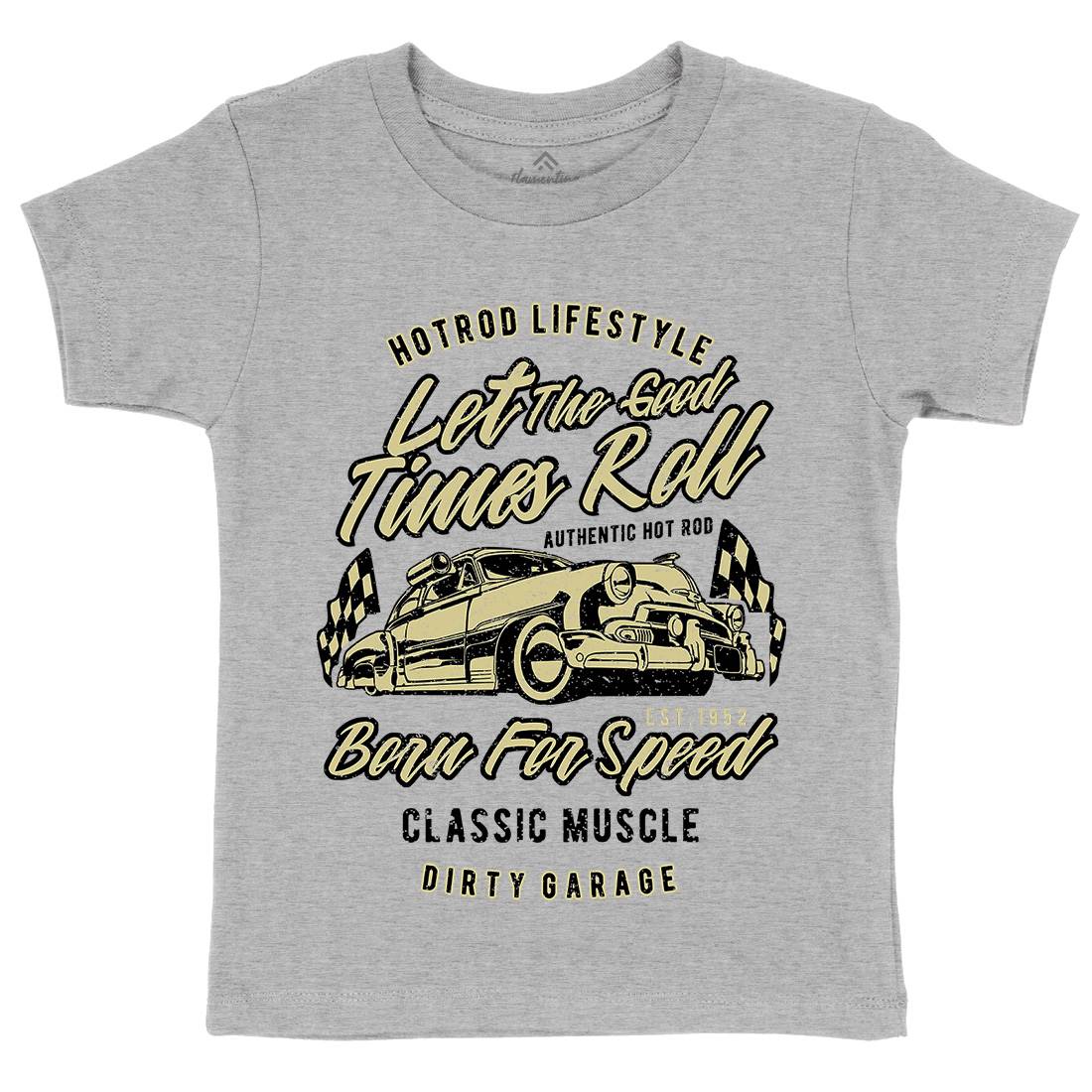 Let The Good Times Roll Kids Crew Neck T-Shirt Cars A705