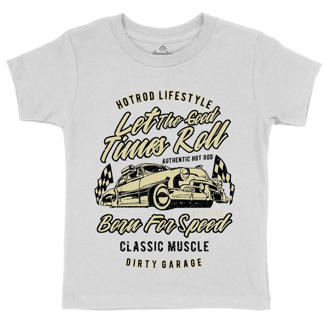 Let The Good Times Roll Kids Crew Neck T-Shirt Cars A705