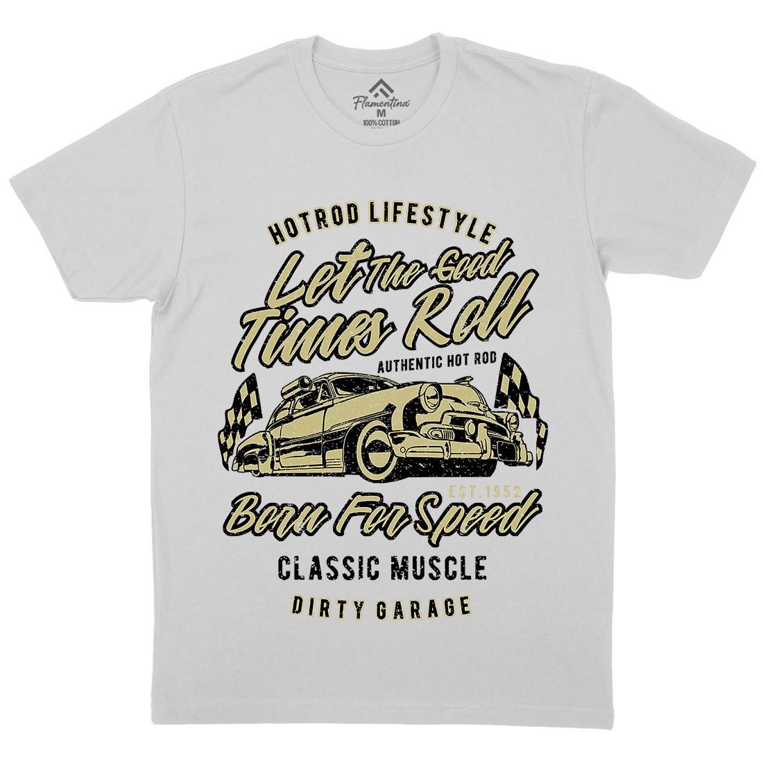 Let The Good Times Roll Mens Crew Neck T-Shirt Cars A705