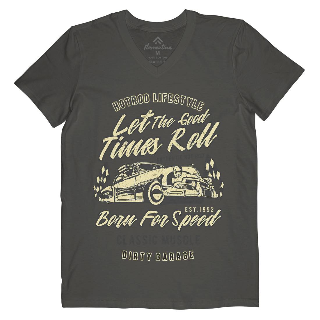 Let The Good Times Roll Mens V-Neck T-Shirt Cars A705