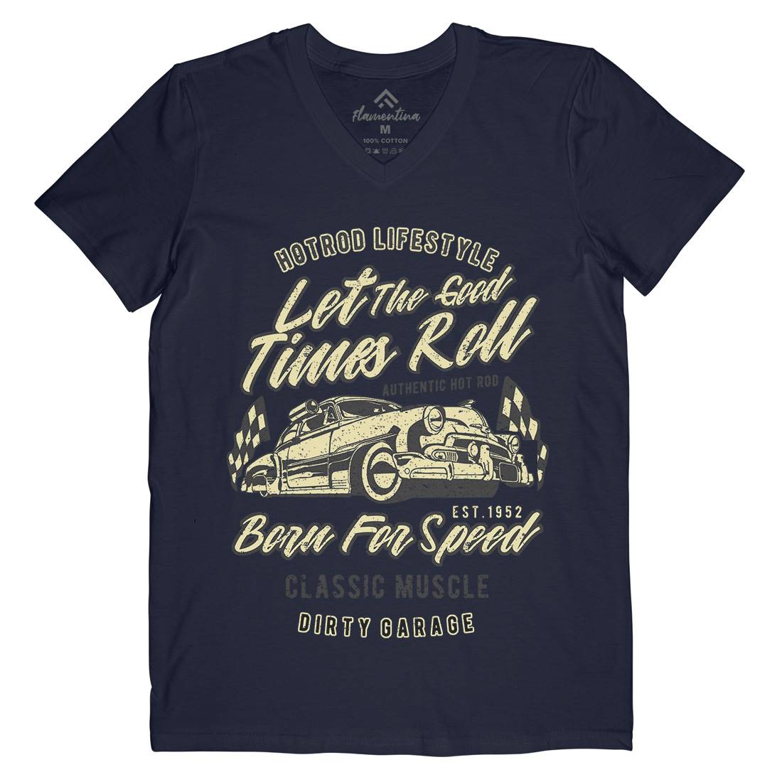 Let The Good Times Roll Mens V-Neck T-Shirt Cars A705
