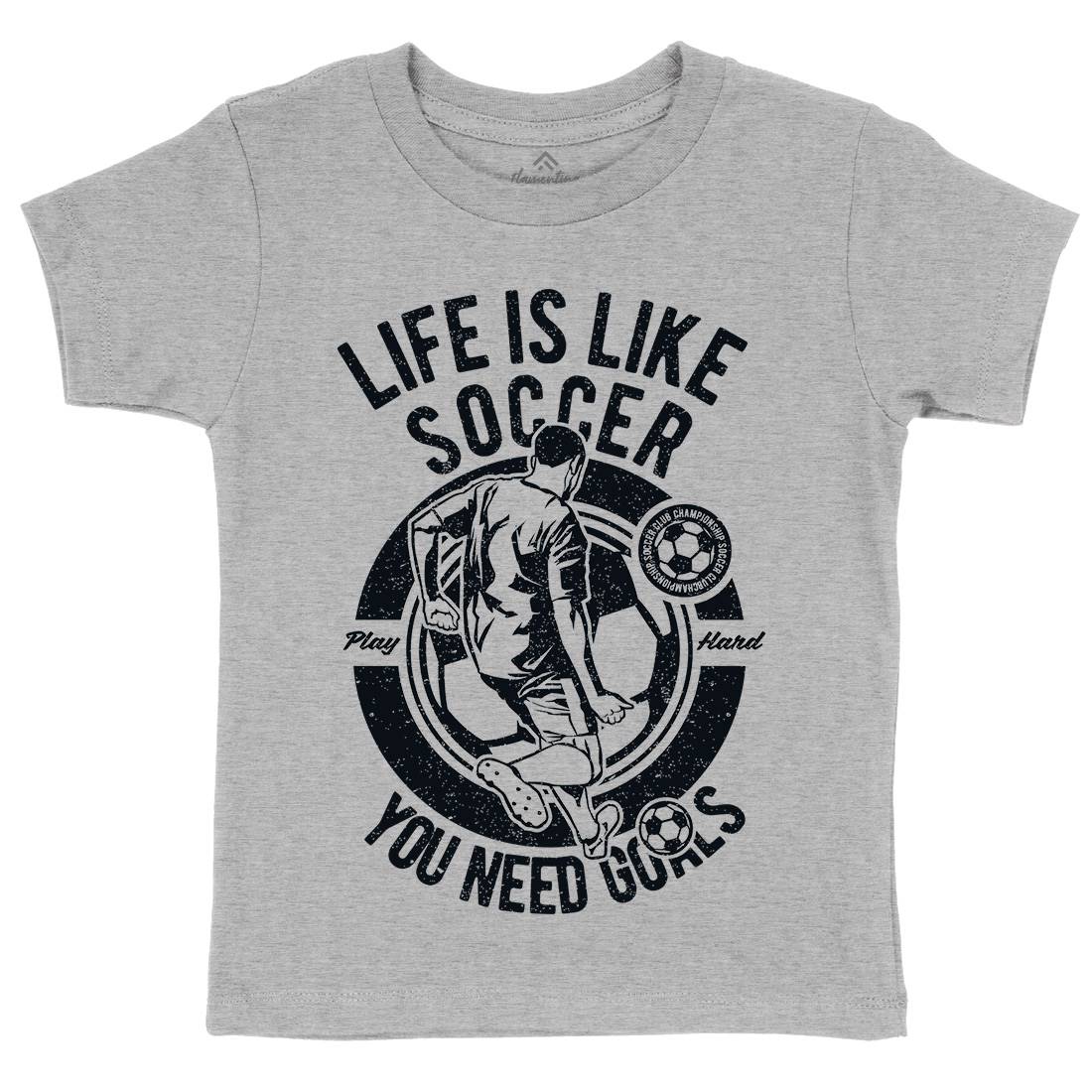 Life Is Like Soccer Kids Organic Crew Neck T-Shirt Sport A707