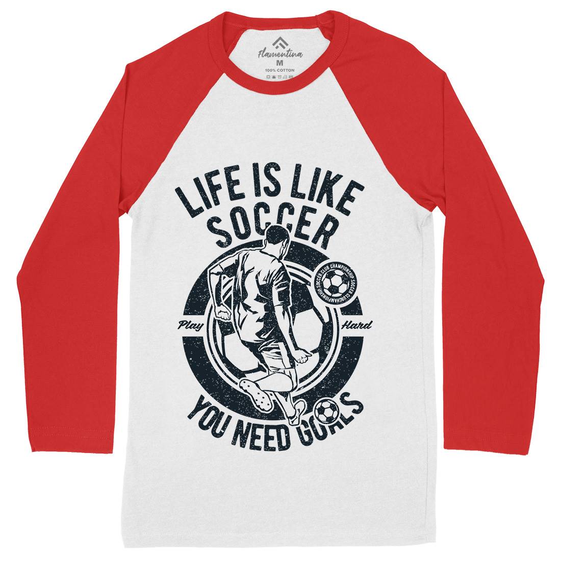 Life Is Like Soccer Mens Long Sleeve Baseball T-Shirt Sport A707