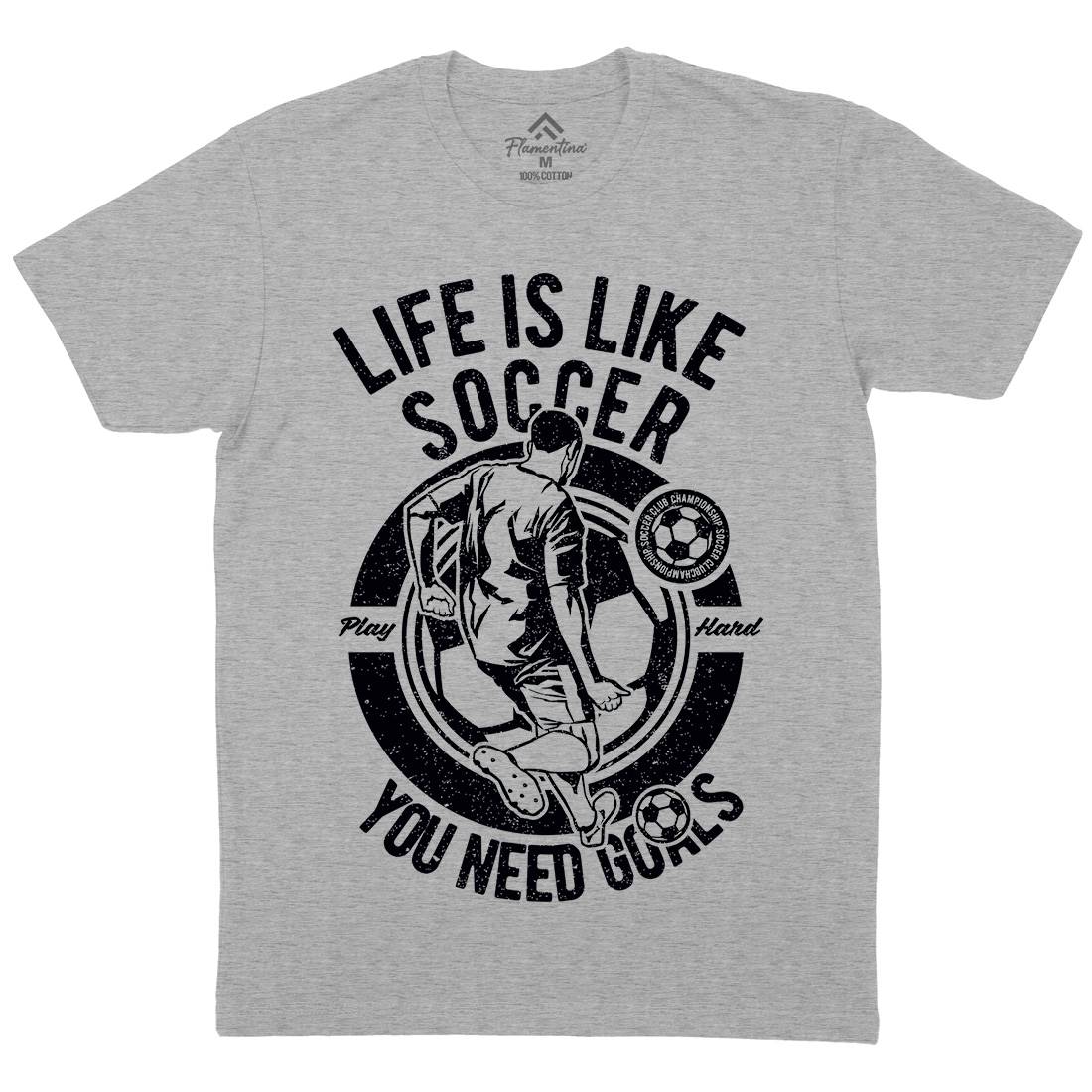 Life Is Like Soccer Mens Organic Crew Neck T-Shirt Sport A707