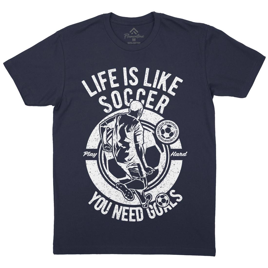 Life Is Like Soccer Mens Organic Crew Neck T-Shirt Sport A707