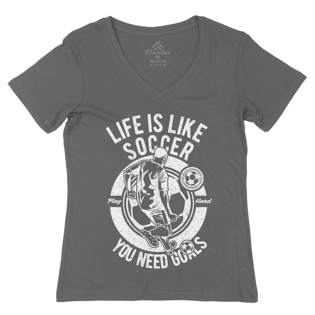 Life Is Like Soccer Womens Organic V-Neck T-Shirt Sport A707