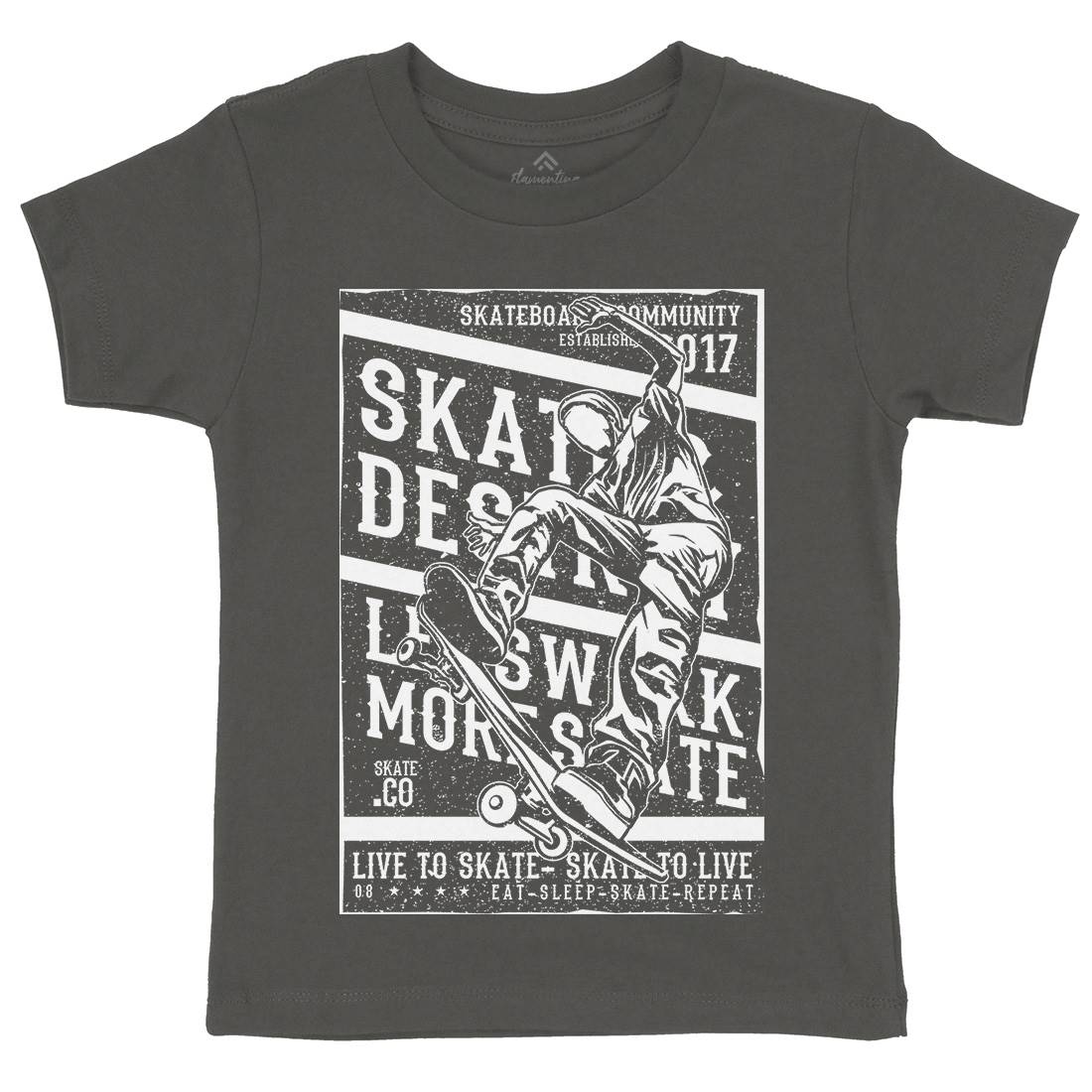Live To Kids Crew Neck T-Shirt Skate A708